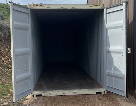 40 foot one trip container with the doors open showing inside