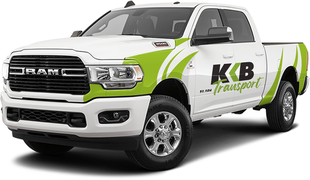 A Ram truck with the KKB Transport logo on it.